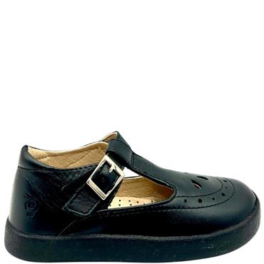 OLDSOLES GIRLS BUCKLE T STRAP SHOE - BLACK
